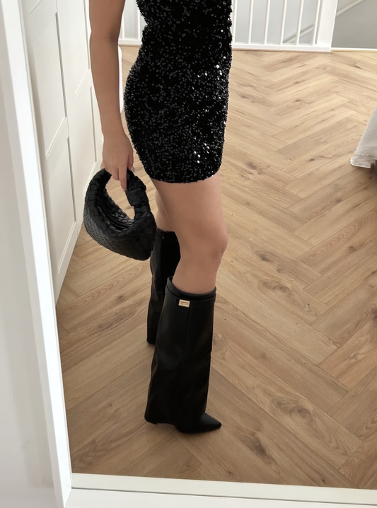 Amant Black Leather Boots